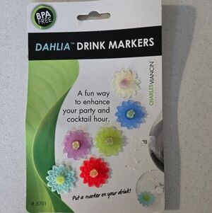 Floral Drink Markers - Multicolor Set Of 6